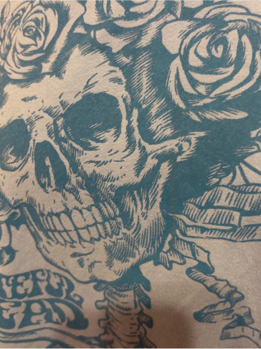 Light Blue Grateful Dead T-Shirt with Skeleton Print - Picture 3 of 5